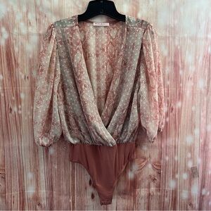 Blue Blush Pink and Cream Patterned Bodysuit